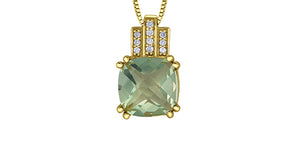 Green Amethyst and Diamond Pendant
