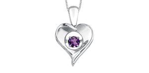 Silver Heart Birthstone Necklace