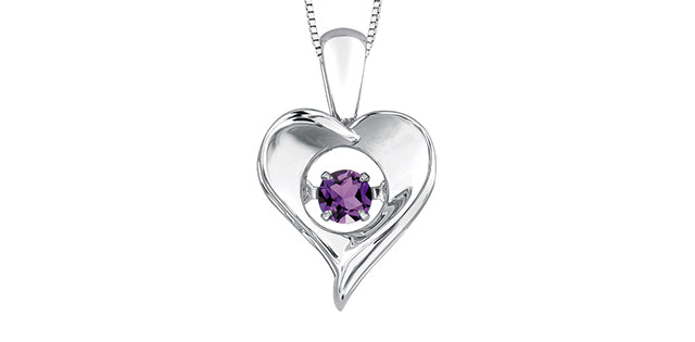 Silver Heart Birthstone Necklace