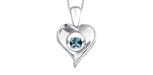 Silver Heart Birthstone Necklace
