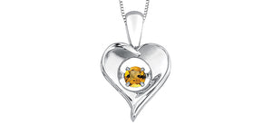 Silver Heart Birthstone Necklace