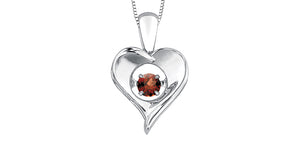 Silver Heart Birthstone Necklace