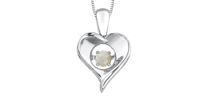 Silver Heart Birthstone Necklace