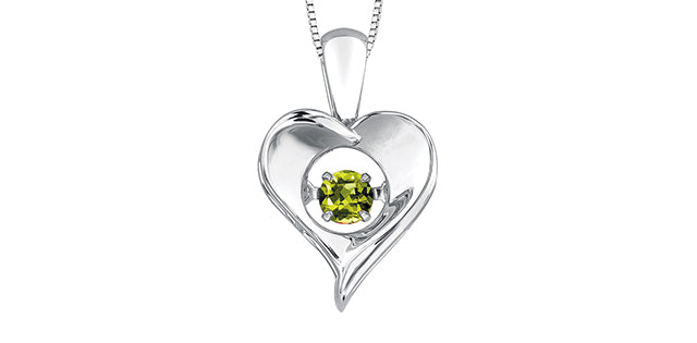 Silver Heart Birthstone Necklace