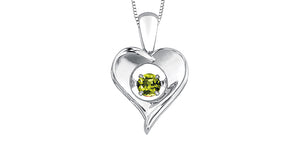 Silver Heart Birthstone Necklace