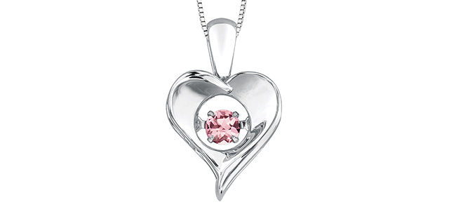 Silver Heart Birthstone Necklace