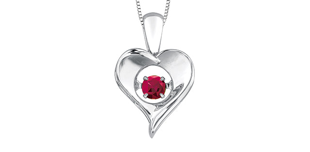 Silver Heart Birthstone Necklace