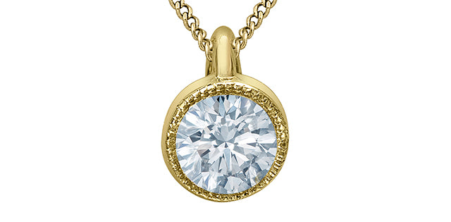 Bezel set Lab Grown Diamond Pendant and Necklace