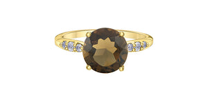 Smokey Quartz and Diamond Ring