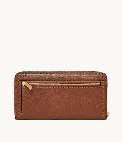 Logan RFID Zip Around Clutch - Brown