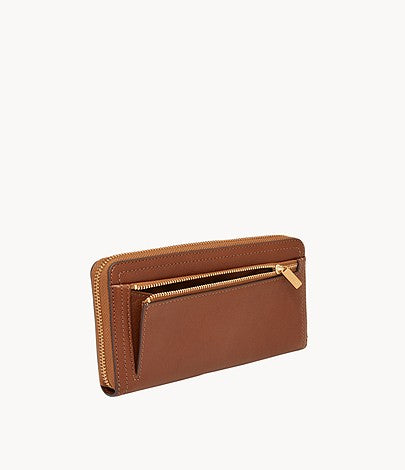 Logan RFID Zip Around Clutch - Brown