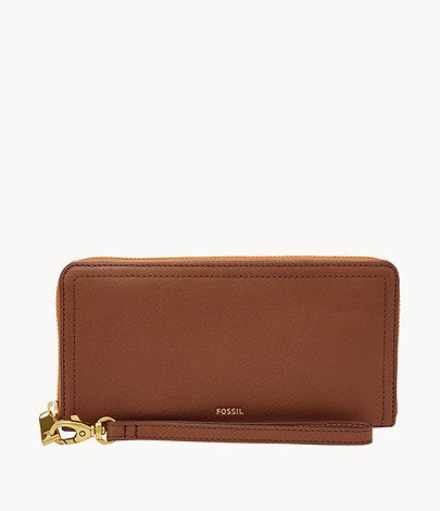 Logan RFID Zip Around Clutch - Brown