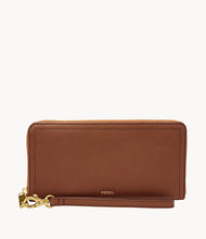 Load image into Gallery viewer, Logan RFID Zip Around Clutch - Brown
