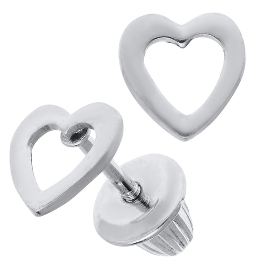 Children's Sterling Silver Open Heart Earrings
