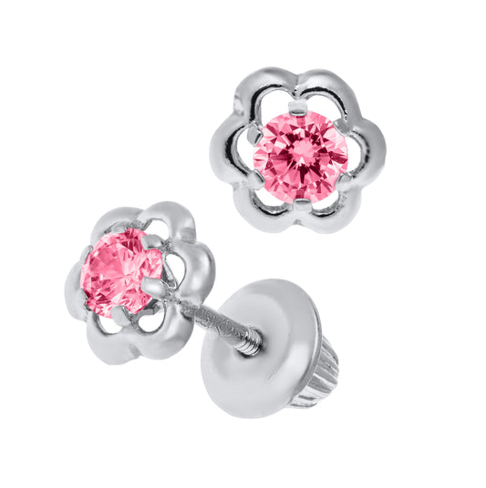 Children's Pink Flower Earrings