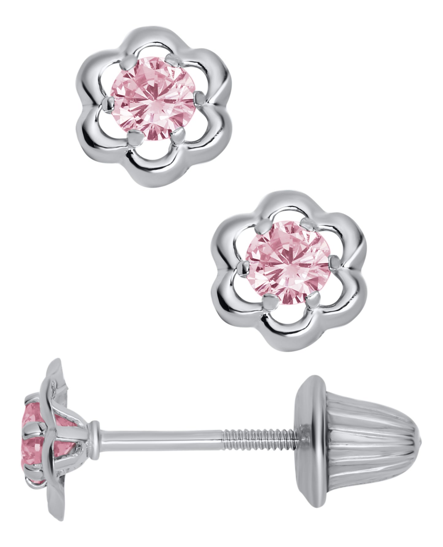 Children's Pink Flower Earrings