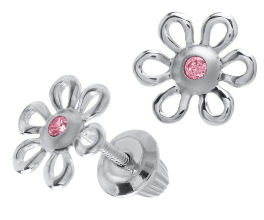 Children's Pink Flower Earrings