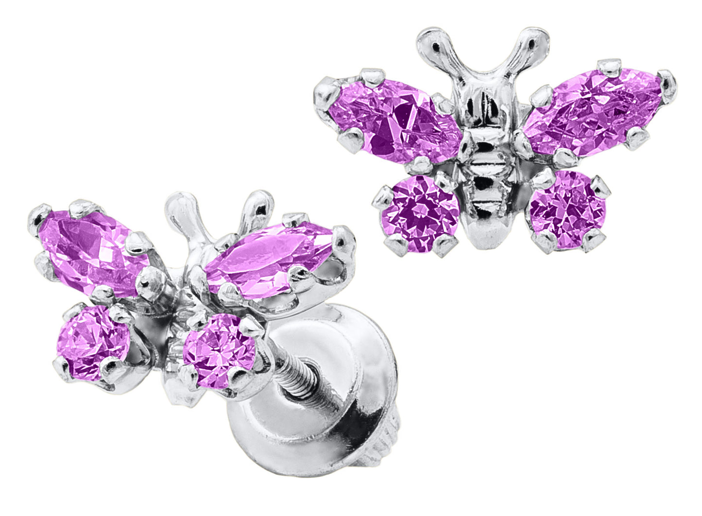 Children's Purple Butterfly Earrings
