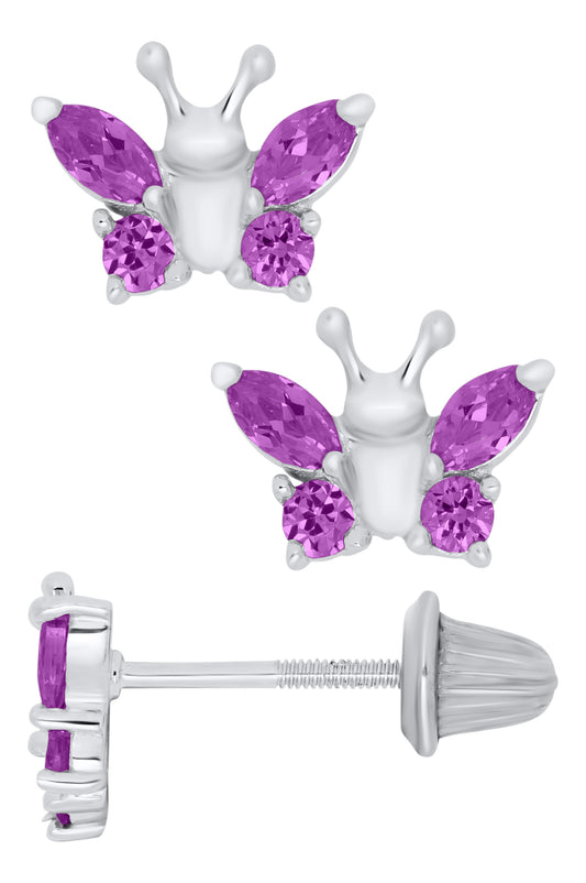 Children's Purple Butterfly Earrings