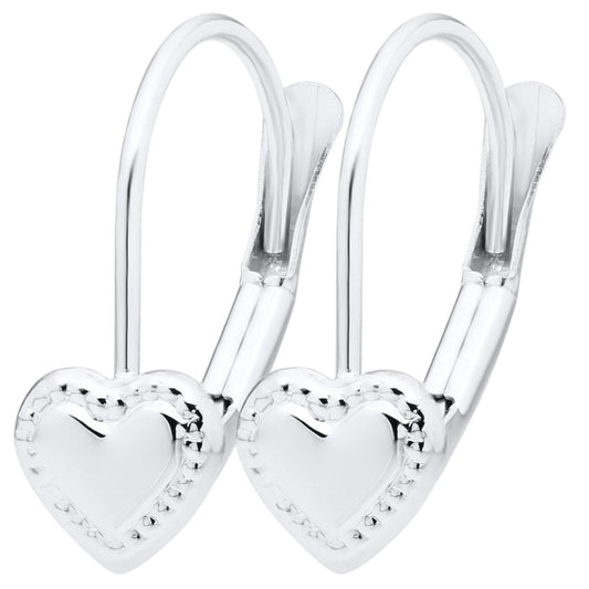 Children's Sterling Silver Lever Back Beaded Heart Earrings