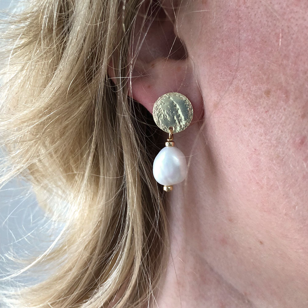 Large Pearl Stardust Stud Earrings