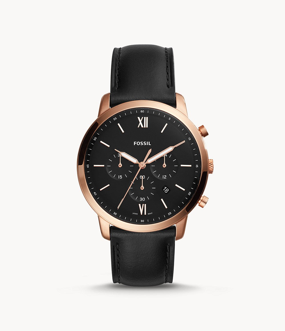 Neutra Chronograph Black Leather Watch