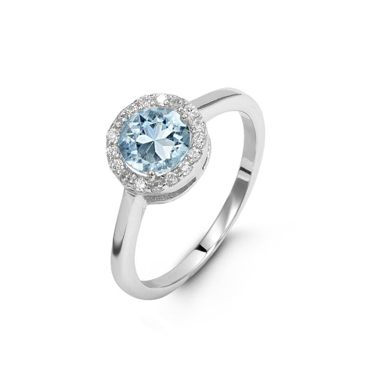 Silver Halo Birthstone Ring